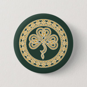 Badge Rond 5 Cm Shamrock de noeud celtique