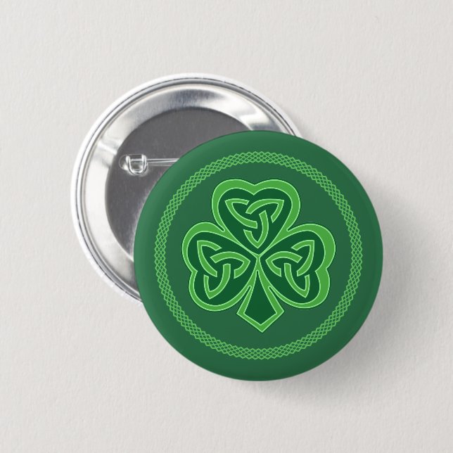 Badge Rond 5 Cm Shamrock de noeud celtique (Devant & derrière)