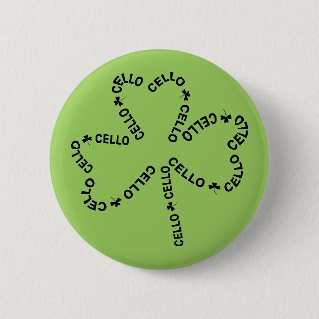 Badge Rond 5 Cm Shamrock de texte de cello (Devant)