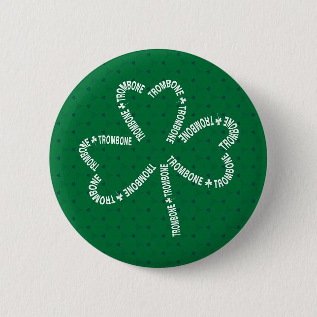 Badge Rond 5 Cm Shamrock de texte Trombone (Devant)