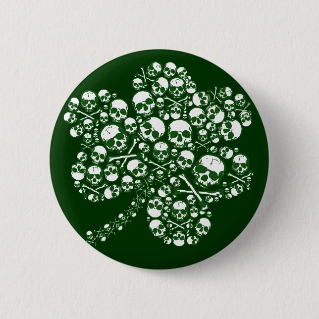 Badge Rond 5 Cm Shamrock gothique de crânes (Devant)