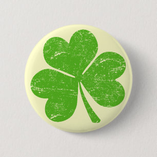 Badge Rond 5 Cm Shamrock irlandais chanceux vintage