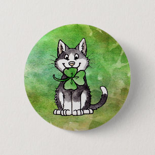 Badge Rond 5 Cm Shamrock Kitty