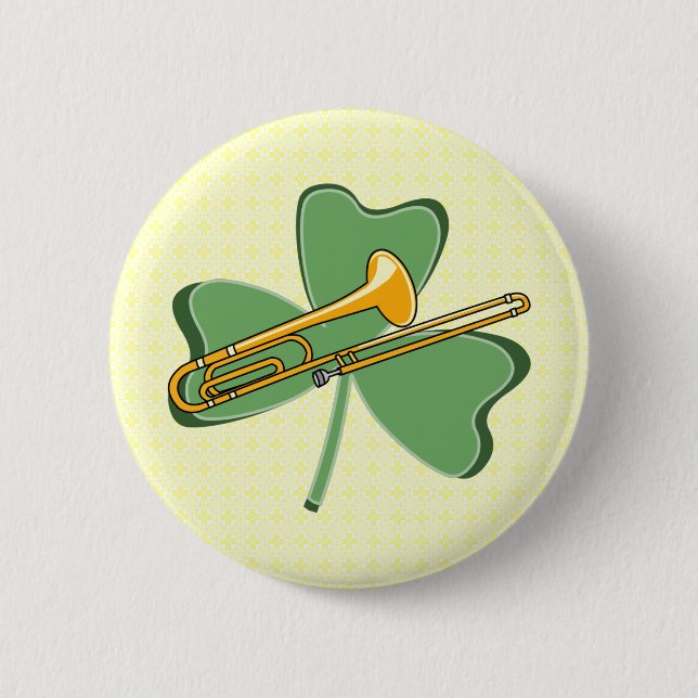 Badge Rond 5 Cm Shamrock Trombone (Devant)
