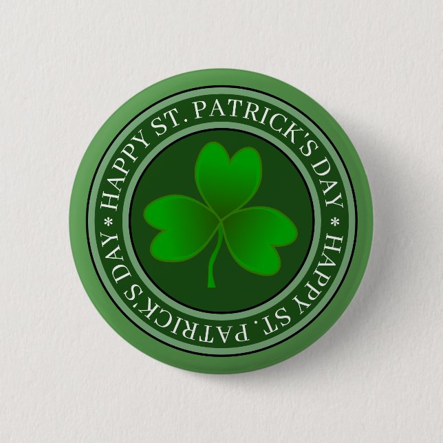 Badge Rond 5 Cm Shamrock vert de la Saint Patrick (Devant)