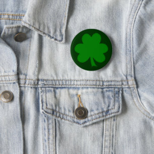 Badge Rond 5 Cm Shamrock vert foncé Forme St Paddys Day