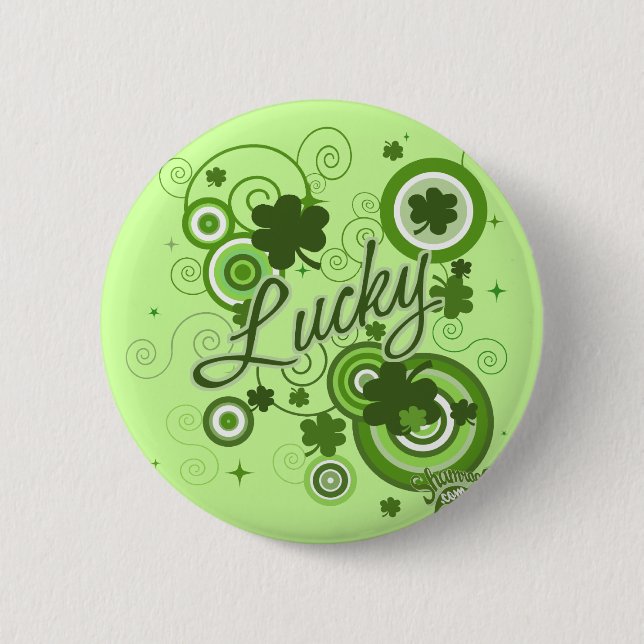 Badge Rond 5 Cm Shamrocks chanceux (Devant)
