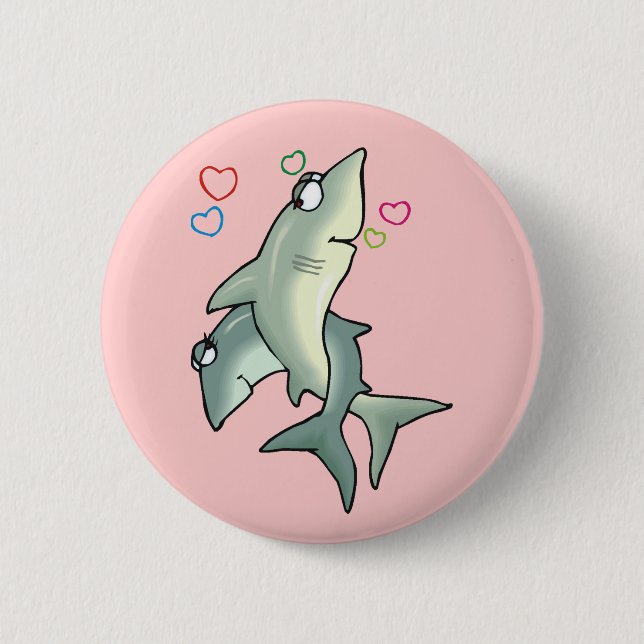 Badge Rond 5 Cm Shark Love (pink) Button (Devant)