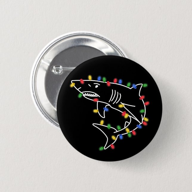 Badge Rond 5 Cm Sharks Lover Tree Christmas Xmas Pet Animal Shark  (Devant & derrière)