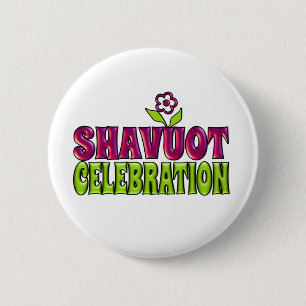 Badge Rond 5 Cm Shavuot Fête fun Salutation avec fleur