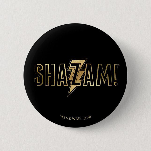 Badge Rond 5 Cm SHAZAM ! | Logo Or (Devant)
