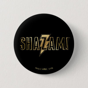 Badge Rond 5 Cm SHAZAM !   Logo Or