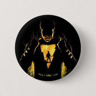 Badge Rond 5 Cm SHAZAM !   Shazam et Billy Lightning Silhouette