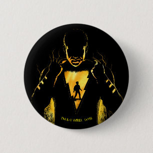 Badge Rond 5 Cm SHAZAM !   Shazam et silhouette de foudre de Billy