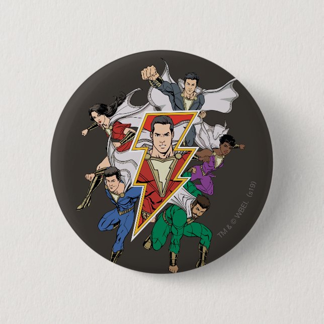 Badge Rond 5 Cm SHAZAM ! | Shazam Family Graphic (Devant)