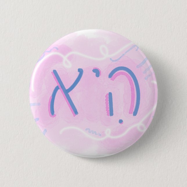 Badge Rond 5 Cm "She" Hebrew Pronoun Trans Colors (Devant)