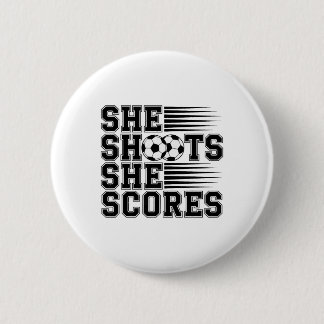 Badge Rond 5 Cm She Shoots She Scores Soccer Quote For Girls Women