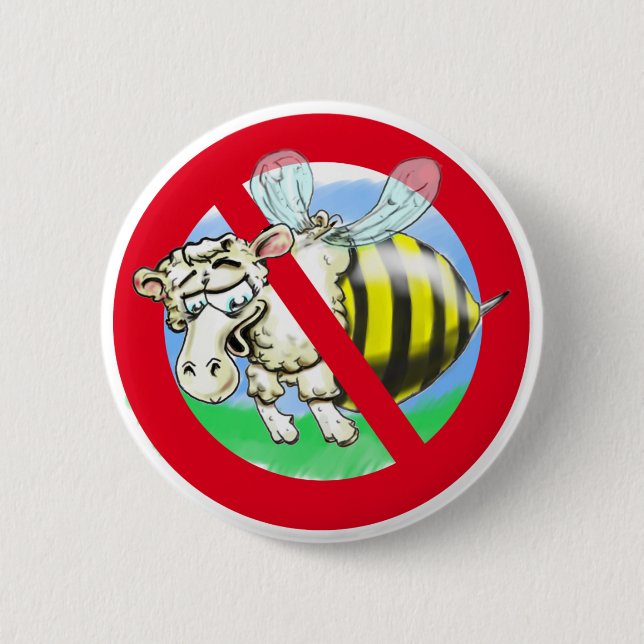 Badge Rond 5 Cm Sheeplebee interdit (Devant)