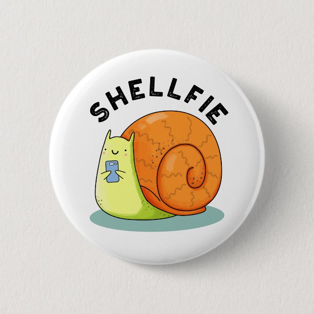 Badge Rond 5 Cm Shellfie Fundy Snail Selfie Pun (Devant)