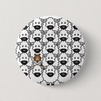 Badge Rond 5 Cm Sheltie chez les moutons