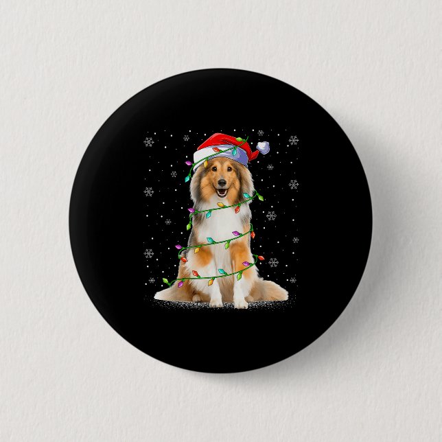 Badge Rond 5 Cm Sheltie Dog Lover Xmas Lighting Santa Sheltie Chri (Devant)