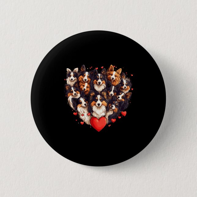 Badge Rond 5 Cm Sheltie Heart-shaped Cute Sheltie Dog Lover Men Wo (Devant)