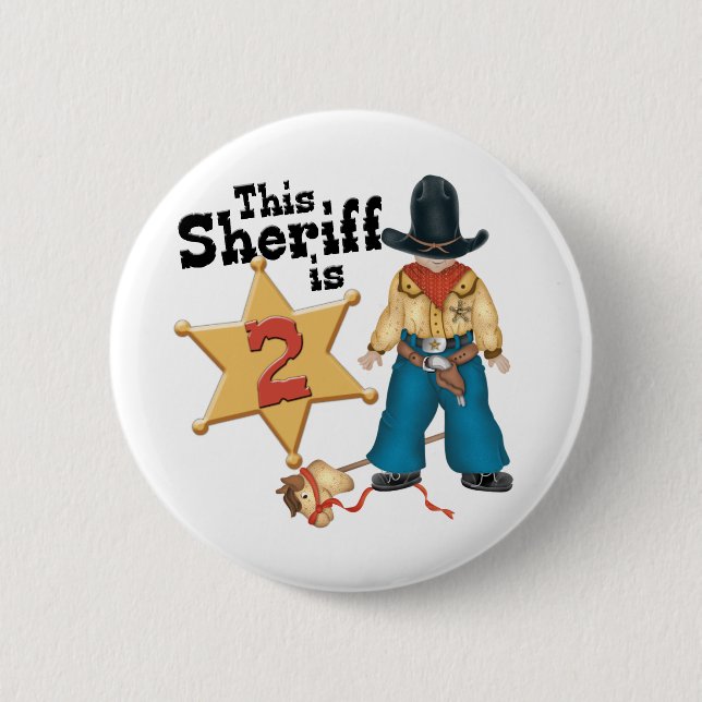 Badge Rond 5 Cm Sheriff 2e anniversaire (Devant)