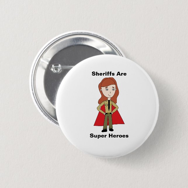 Badge Rond 5 Cm Sheriff Femme Super Hero Girl Personnaliser (Devant & derrière)