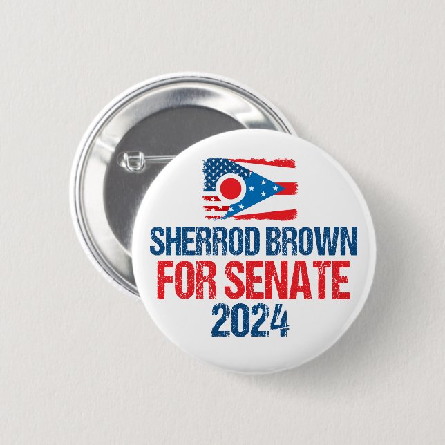 Badge Rond 5 Cm Sherrod Brown pour l'élection du Sénat 2024 drapea (Devant & derrière)