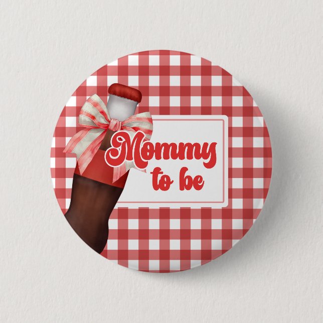 Badge Rond 5 Cm She's Ready to Pop Baby Shower Mommy To Be Button (Devant)