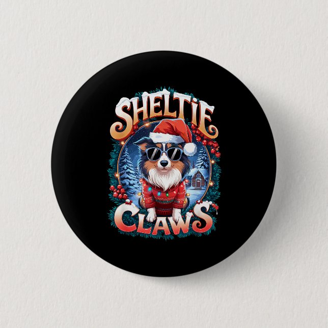 Badge Rond 5 Cm Shetland Sheepdog Owner Costume Sheltie Claws Chri (Devant)
