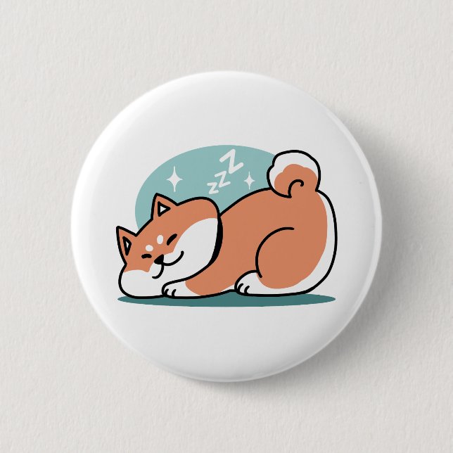 Badge Rond 5 Cm Shiba Inu Art : Juste un Shiba Lying Low (Devant)