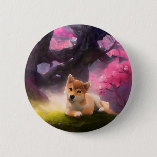 Badge Rond 5 Cm Shiba Inu Imaginaire Anime