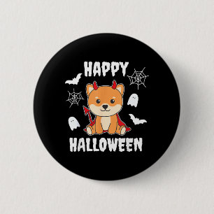 Badge Rond 5 Cm Shiba Inu Joyeux Halloween Diables Chiens