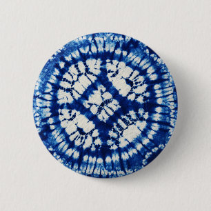 Badge Rond 5 Cm Shibori Tie Dye Mers du Sud Indigo Batik