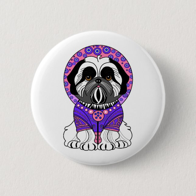 Badge Rond 5 Cm Shih Tzu Princesse (Devant)