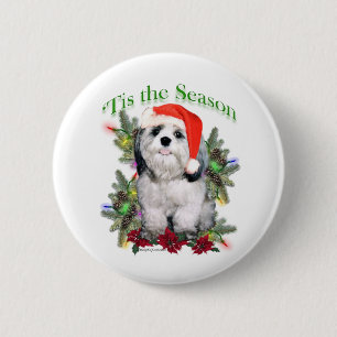 Badge Rond 5 Cm Shih Tzu 'Tis la saison - bouton