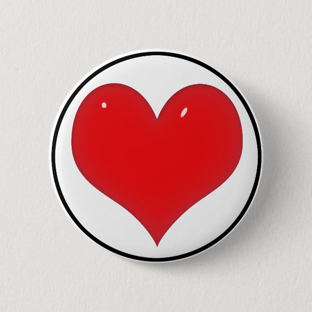 Badge Rond 5 Cm Shiny Red Heart (Devant)
