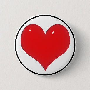 Badge Rond 5 Cm Shiny Red Heart