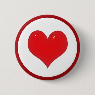 Badge Rond 5 Cm Shiny Red Heart (Add Your Text)