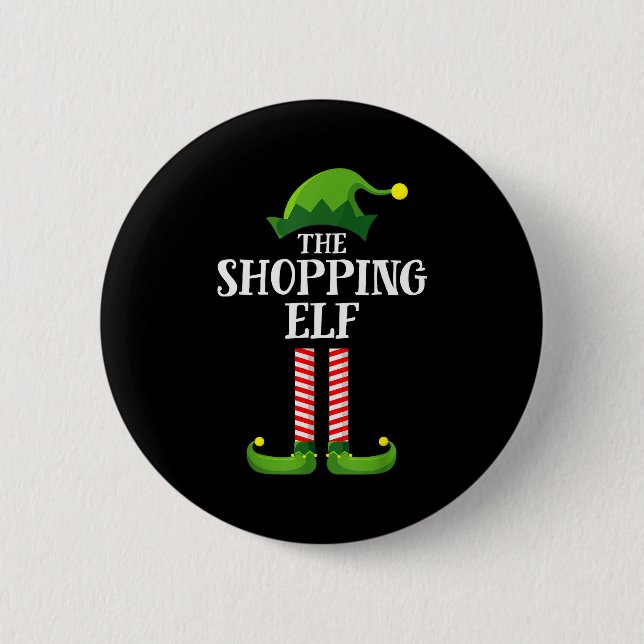 Badge Rond 5 Cm Shopng Elf Matching Family Group Christmas Party P (Devant)