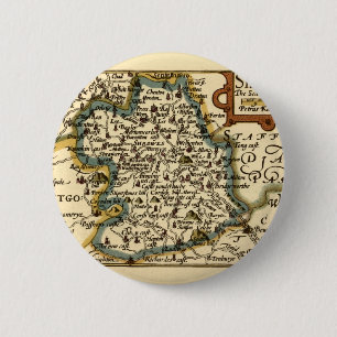 Badge Rond 5 Cm Shropshire Comté Angleterre Ancienne carte Antiqua