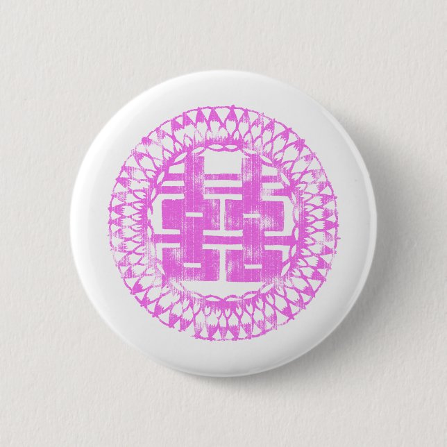 Badge Rond 5 Cm Shuan Xi rose (Devant)
