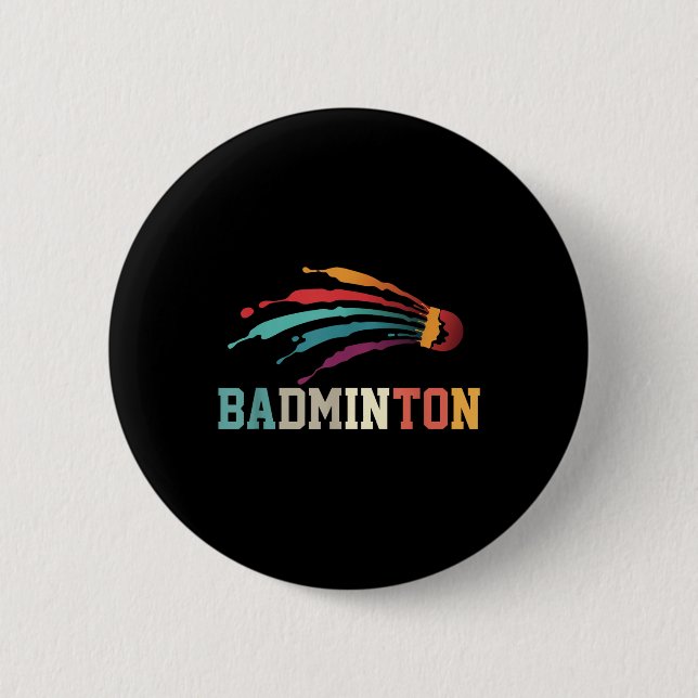 Badge Rond 5 Cm Shutter Badminton Player Sports Racket Coach Team (Devant)
