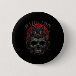 Badge Rond 5 Cm Si ça va assis crâne de chat noir humour noir goth