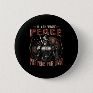 Badge Rond 5 Cm Si Vous Voulez La Paix Préparez-Vous Pour Le Crâne