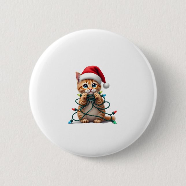 Badge Rond 5 Cm Siamese Cat Christmas V-Neck (1) (Devant)