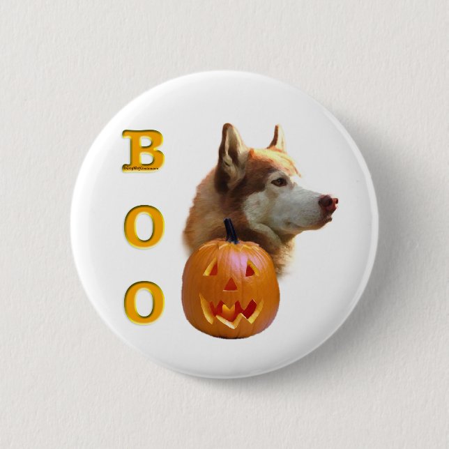 Badge Rond 5 Cm Sibérie Husky (rouge) Boo (Devant)