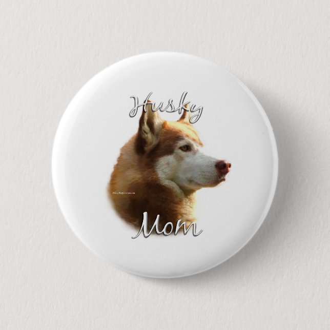 Badge Rond 5 Cm Sibérie Husky (rouge) Maman 2 (Devant)