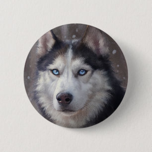 Badge Rond 5 Cm Sibérien Husky